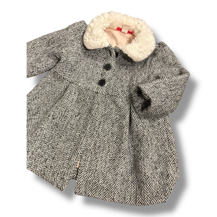 Size 12 month Ruby and bloom black speckled coat with cream sherpa collar Default Title / 12 / Girl