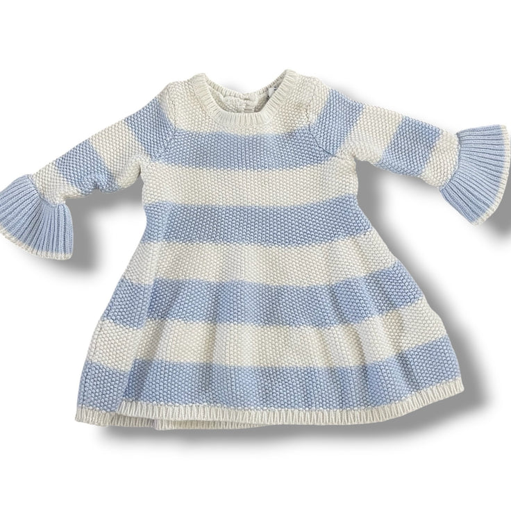 Size 0-3 months Janie and Jack blue and white knit dress Default Title / 0-3 month / Girl