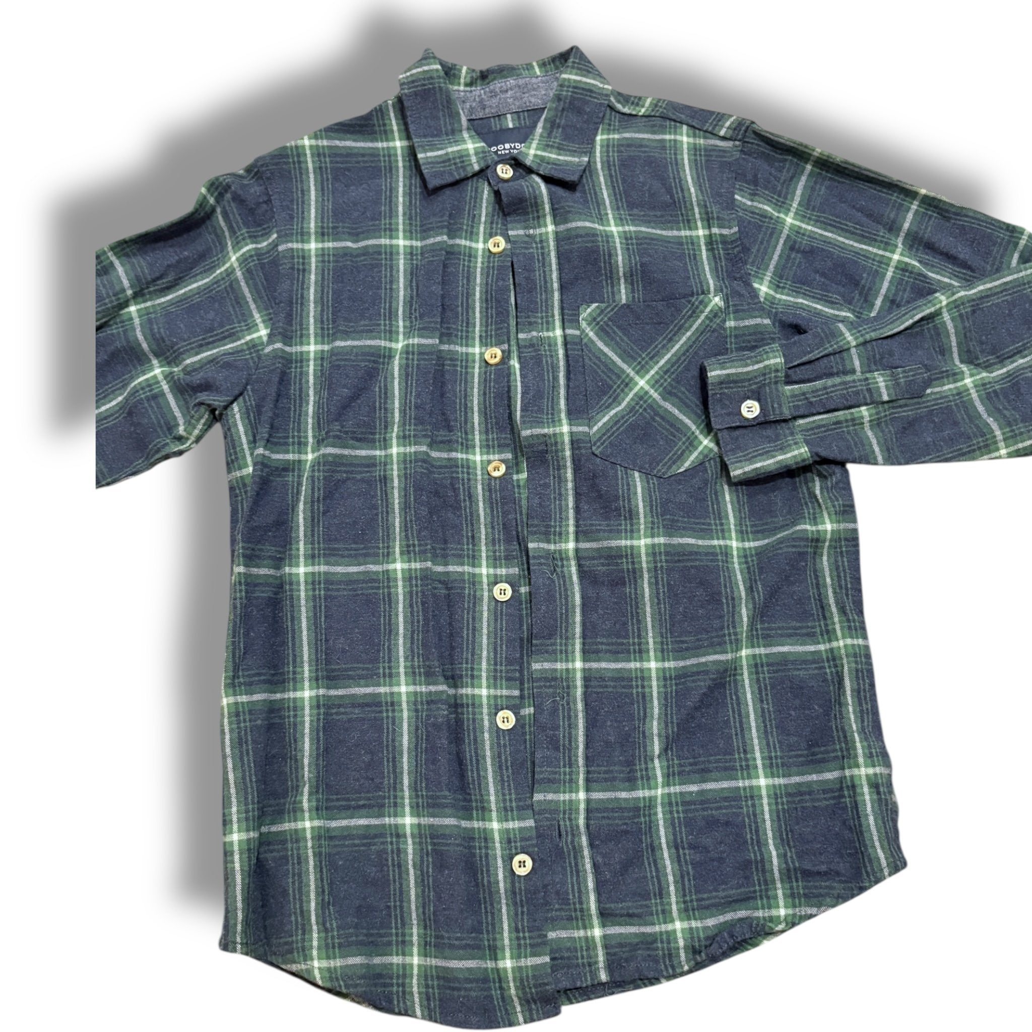SIze 10 Tooby doo navy/green/white plaid button up Default Title / 10 / Boy