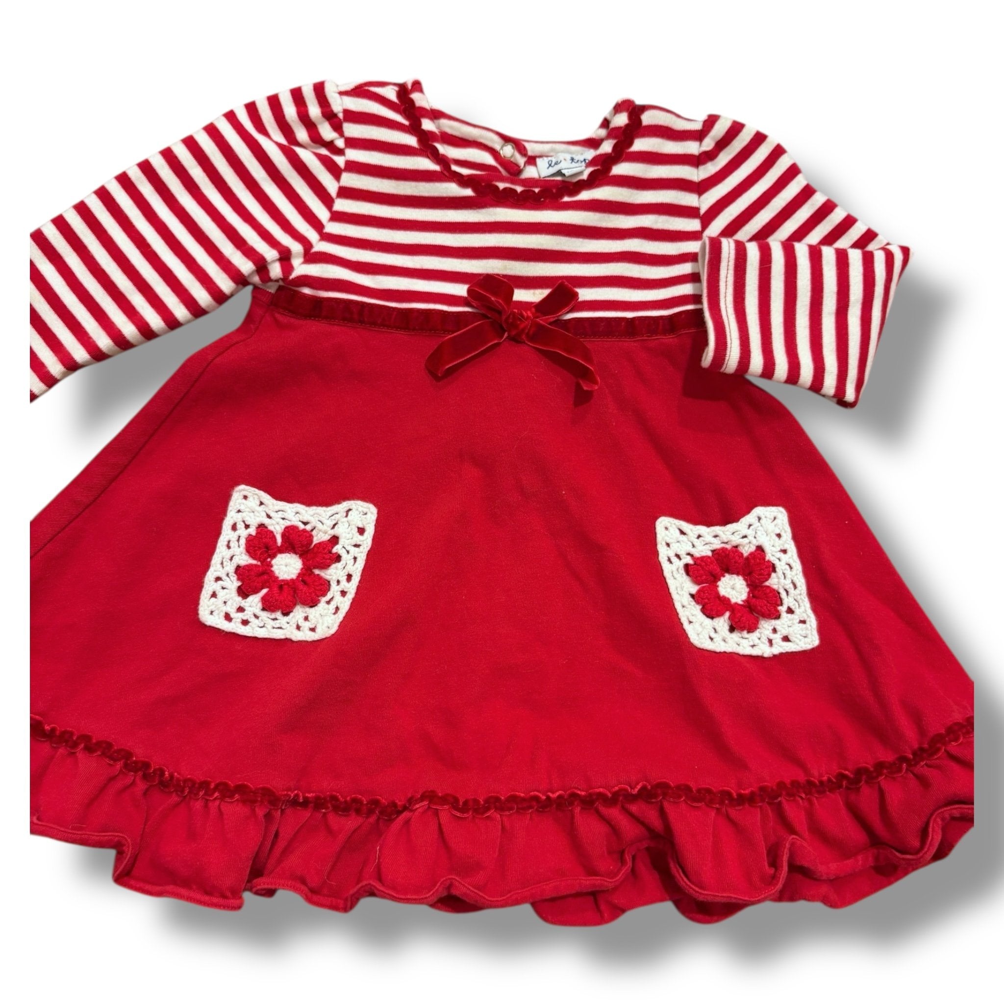 SIze 12 month Le Top red/white stripe top dress with pockets Default Title / 12 month / Girl