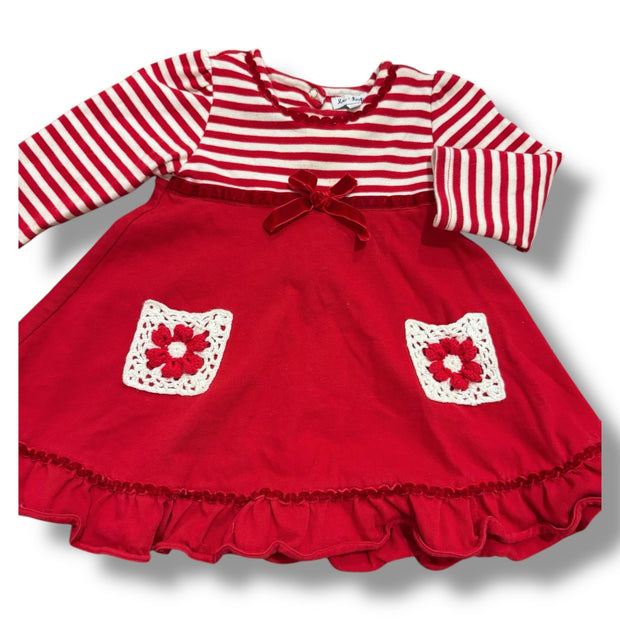 SIze 12 month Le Top red/white stripe top dress with pockets Default Title / 12 month / Girl