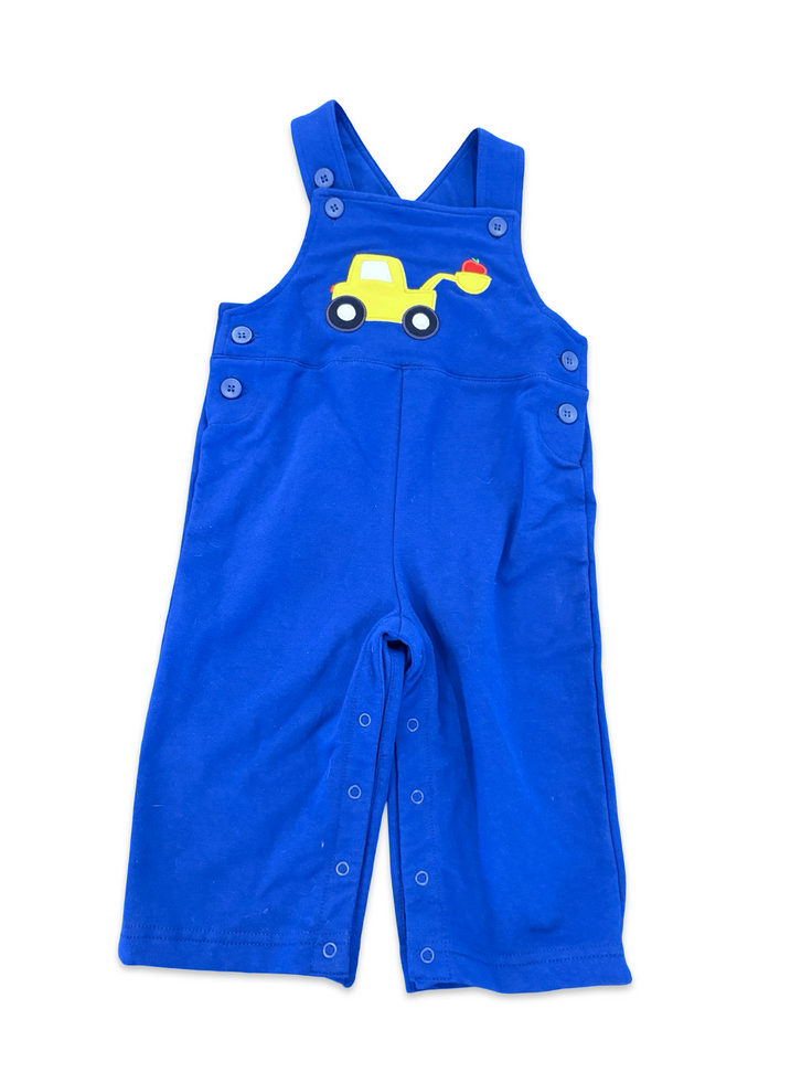 Size 18 month Florence Eiseman blue overalls with embroidered construction vehicle with apple Default Title / 18 month / Boy