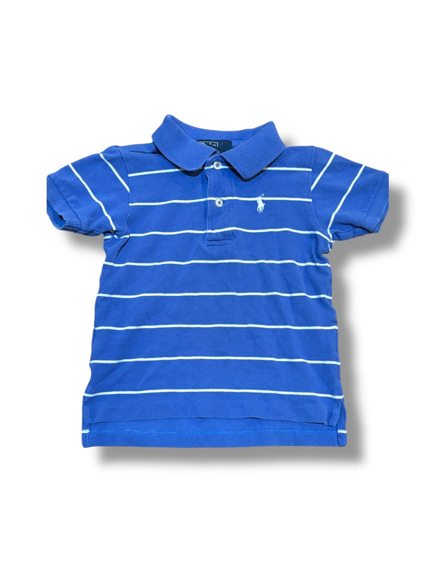 Size 24 month Polo Ralph Lauren cornflower blue polo with white stripes Default Title / 2 / Boy
