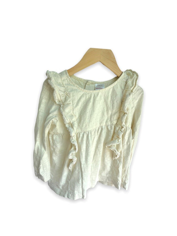Size 5 Hanna Andersson cream top with ruffle Default Title / 5 / Girl
