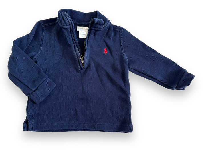 Size 24 month Ralph Lauren navy quarter zip with red rider- wash fade Default Title / 2 / Boy