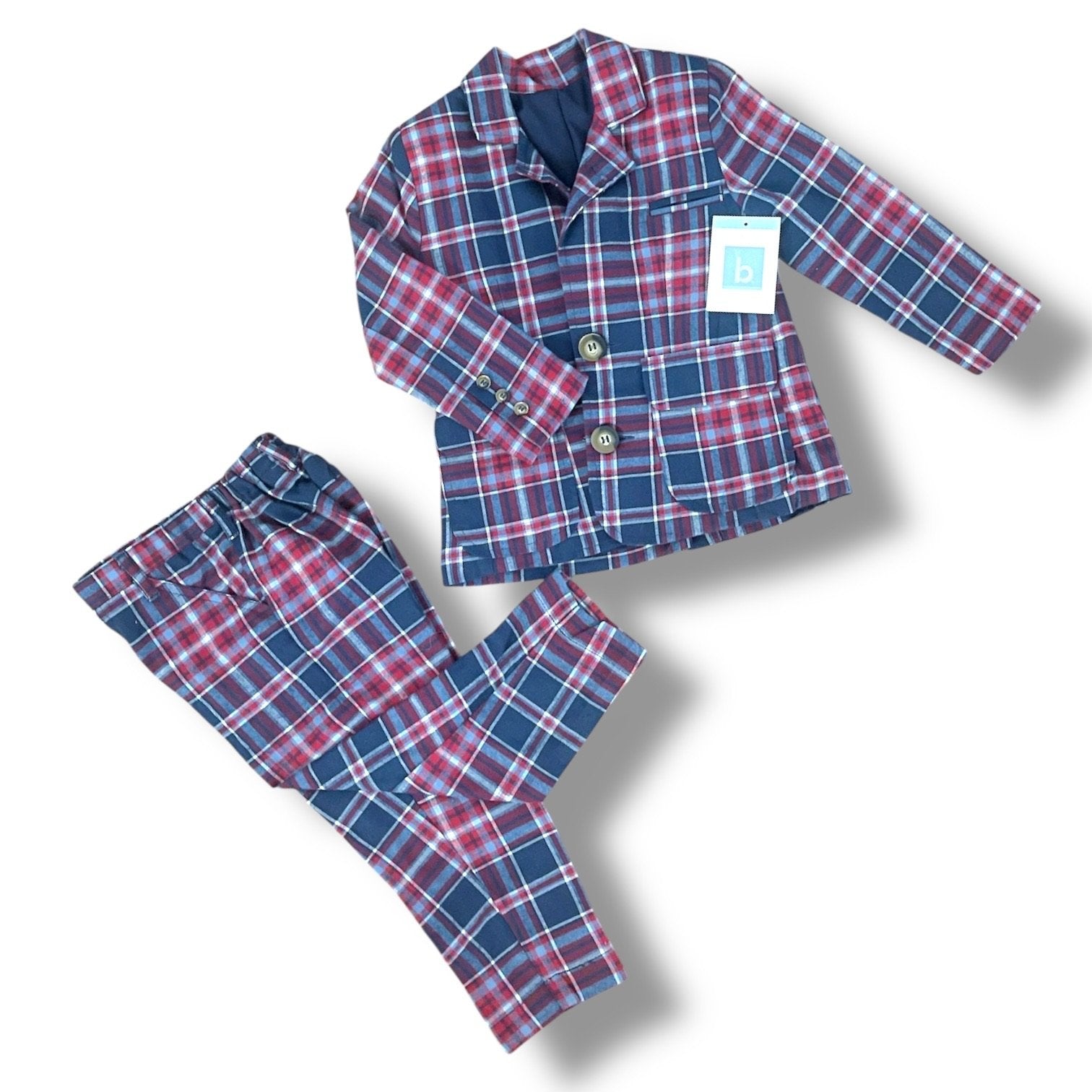Size 2 Bella Bliss navy red white sport coat blazer and suit pants set NWT Default Title / 2 / Boy