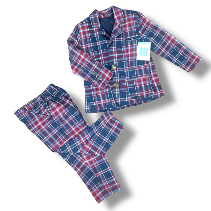 Size 2 Bella Bliss navy red white sport coat blazer and suit pants set NWT Default Title / 2 / Boy