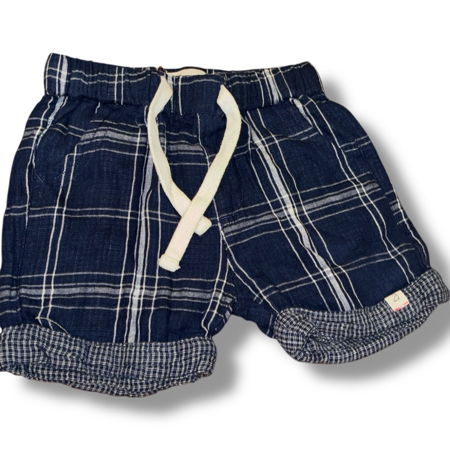 Size 12-18 month Me & Henry navy/white plaid draw-string shorts Default Title / 12-18 month / -