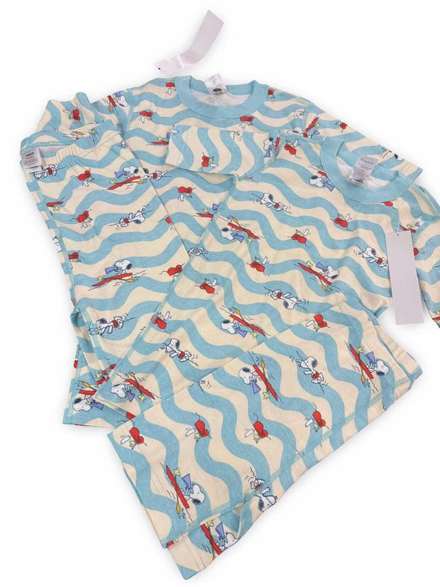Size 14-16 Hanna Andersson blue/white stripe snoopy pajamas NWT Default Title / 14-16 / Boy