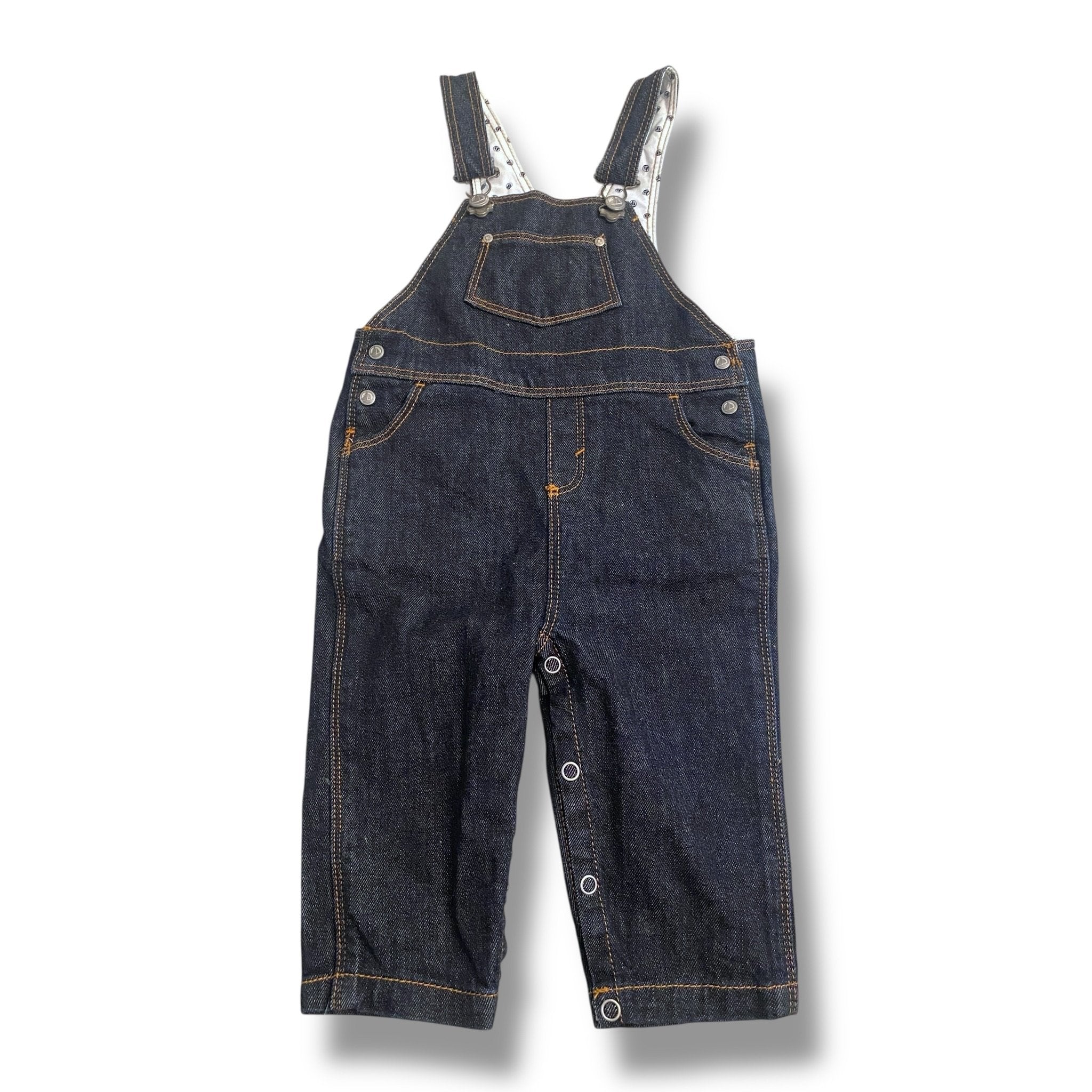 Size 6 month Petit Bateau dark denim overalls Default Title / 6 month / Boy