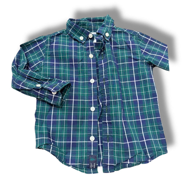 Size 12-18 month Janie and jack green/navy/white plaid button up Default Title / 12-18 month / Boy
