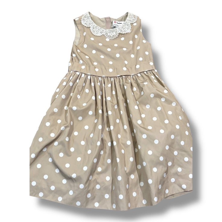 Size 5T Jason Wu (Neiman Marcus for Target) taupe satin dress w/ white polka dots, lace collar NWT Default Title / 5 / Girl