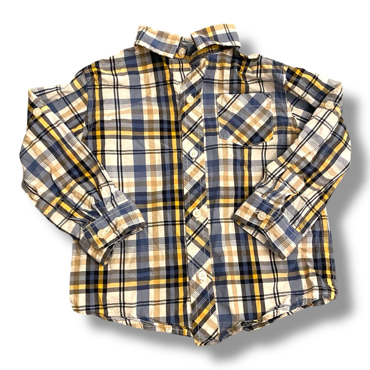 Size 2 Janie and Jack blue and yellow checkered button up Default Title / 2 / Boy