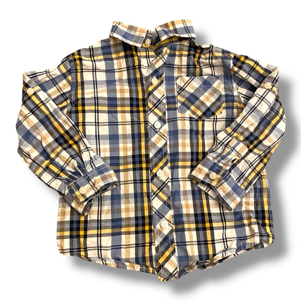 Size 2 Janie and Jack blue and yellow checkered button up Default Title / 2 / Boy