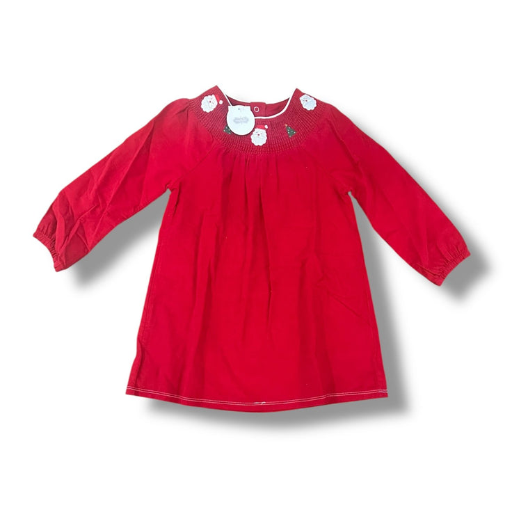 Size 4 Mudpie red corduroy smocked dress with Santa and Christmas trees NWT Default Title / 4 / Girl