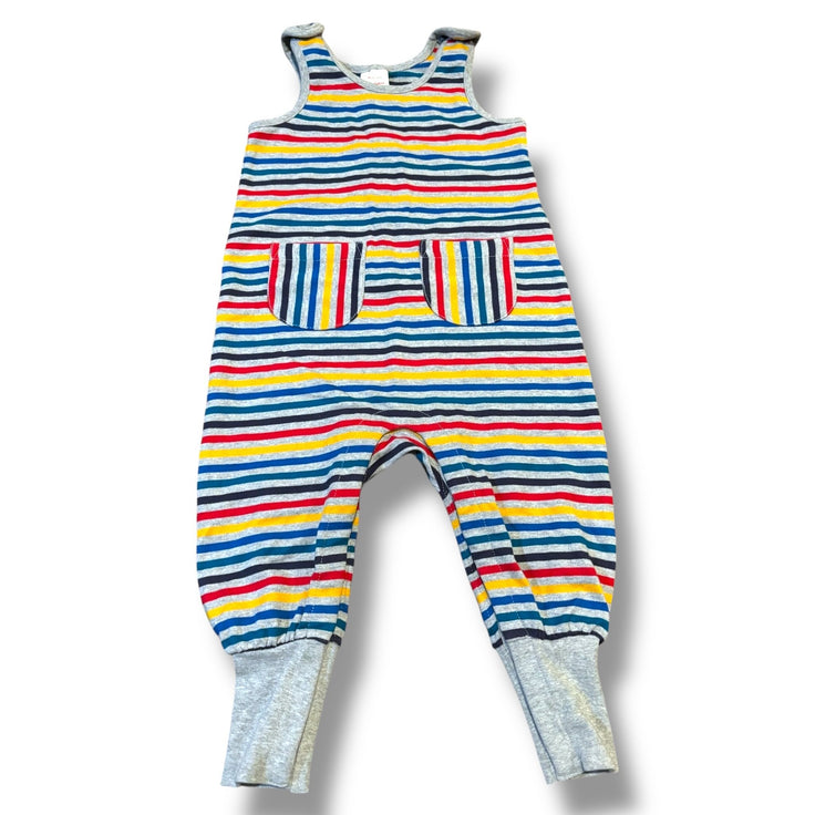 Size 3T Hanna Andersson gray long-all w/ rainbow stripes NWT Default Title / 3 / Boy