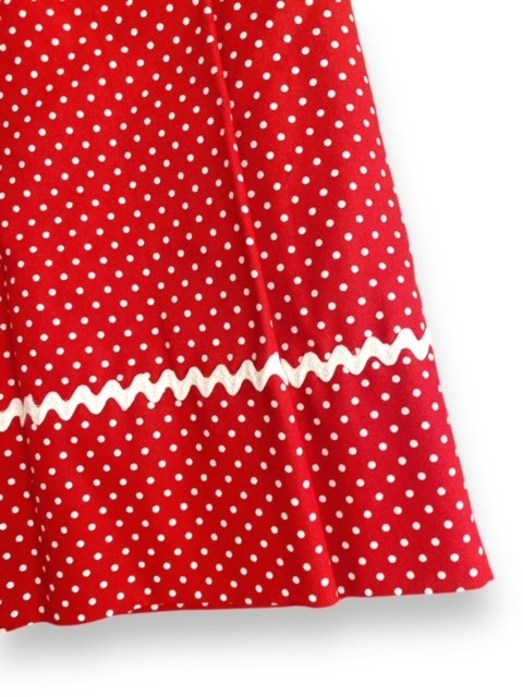 Size 6 Glorimont red polka dot pleated skirt with rick rack trim Default Title / 6 / Girl