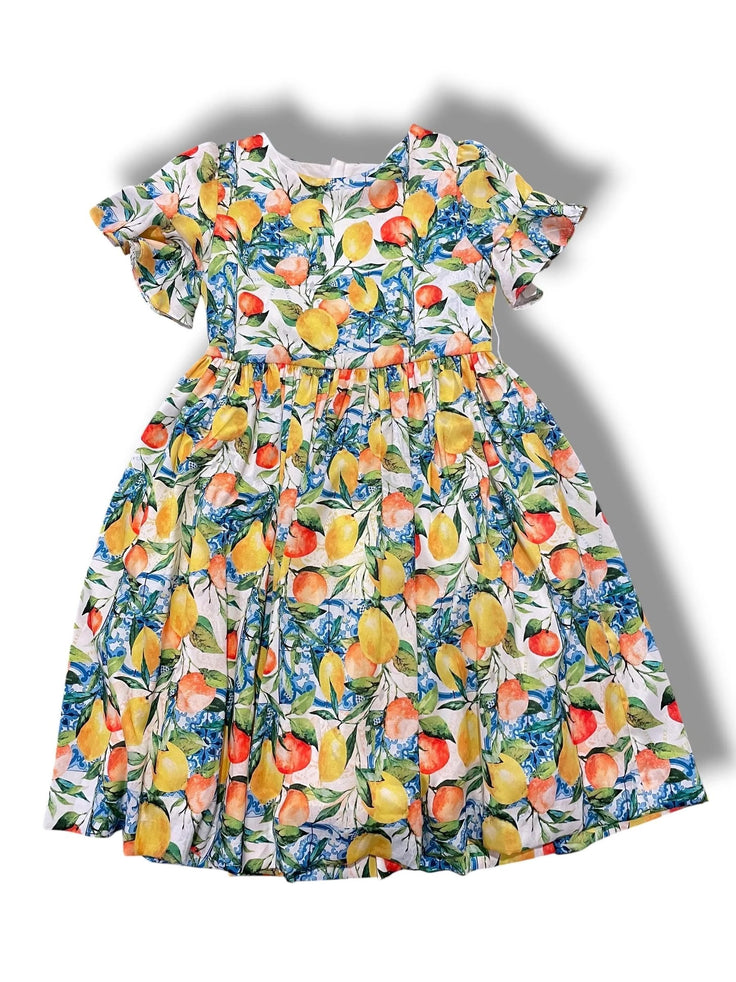 Size 10 Abel and Lula white dress w/ oranges, lemons, blue flowers Default Title / 10 / Girl