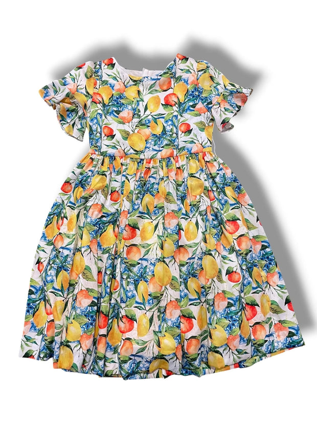 Size 10 Abel and Lula white dress w/ oranges, lemons, blue flowers Default Title / 10 / Girl