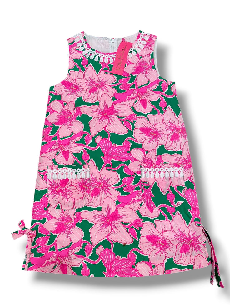 Size 10 Lilly Pulitzer green jumper w/ pink hibiscus flowers, white trim NWT Default Title / 10 / Girl