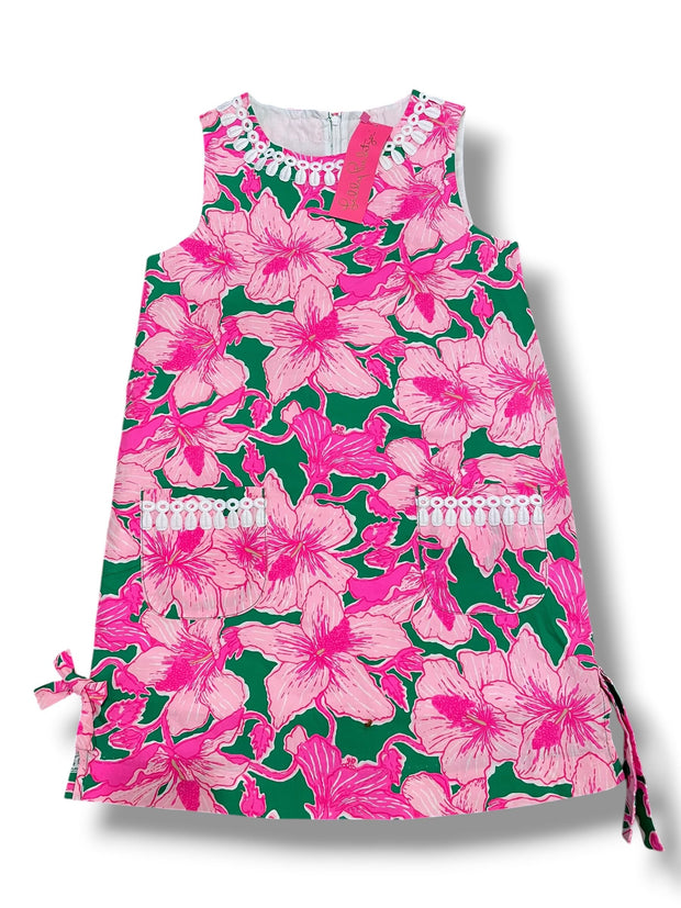 Size 10 Lilly Pulitzer green jumper w/ pink hibiscus flowers, white trim NWT Default Title / 10 / Girl