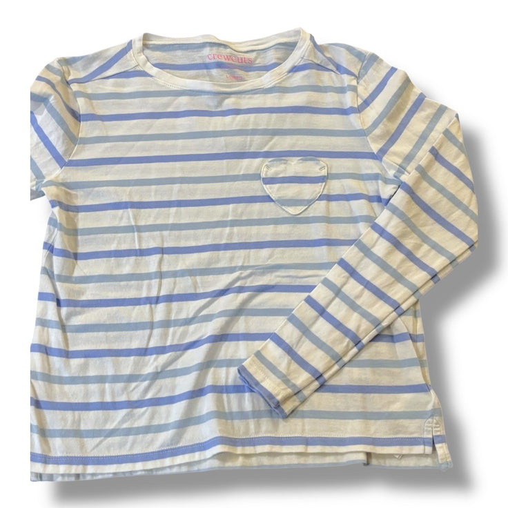 Size 10-11 (L) Crewcuts two-tone light blue/white striped long-sleeve tee w/ heart pocket Default Title / 11-Oct / Girl