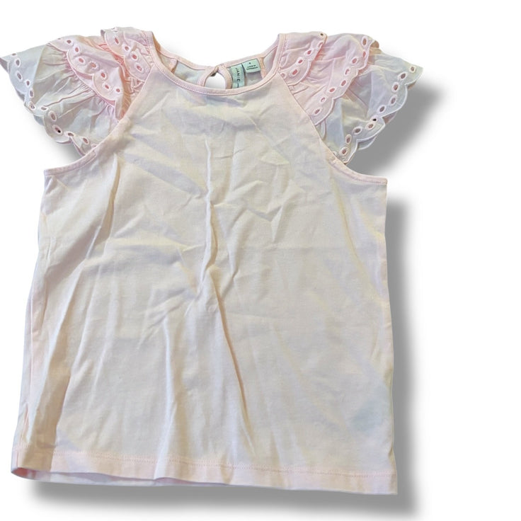 Size 8 Janie and Jack light pink sleeveless shirt w/ eyelet sleeves Default Title / 8 / Girl