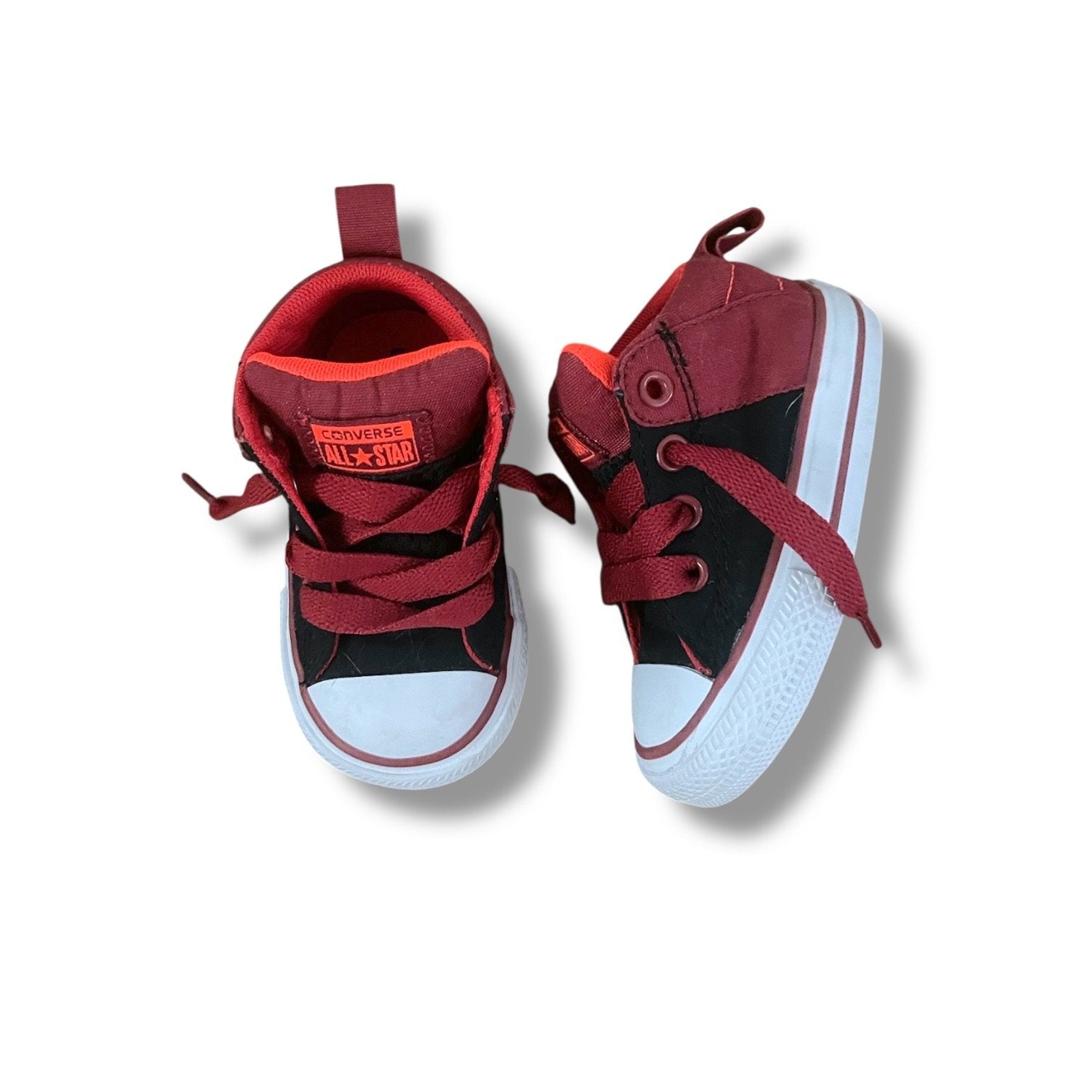 Size 4 Converse All Star red and black high tops Default Title / 4 / -
