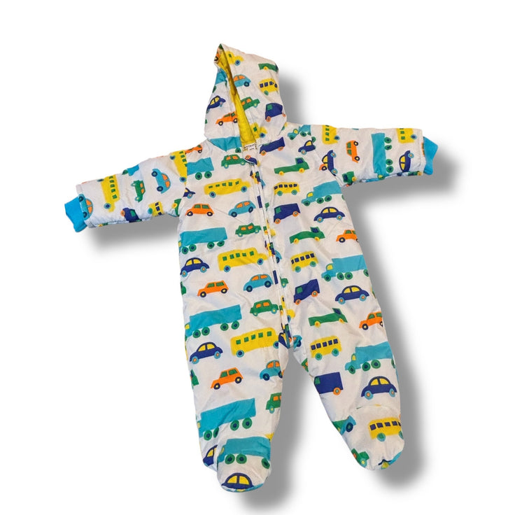 Size 6 month Marimekko white snowsuit w/ trucks/buses Default Title / 6 month / Boy
