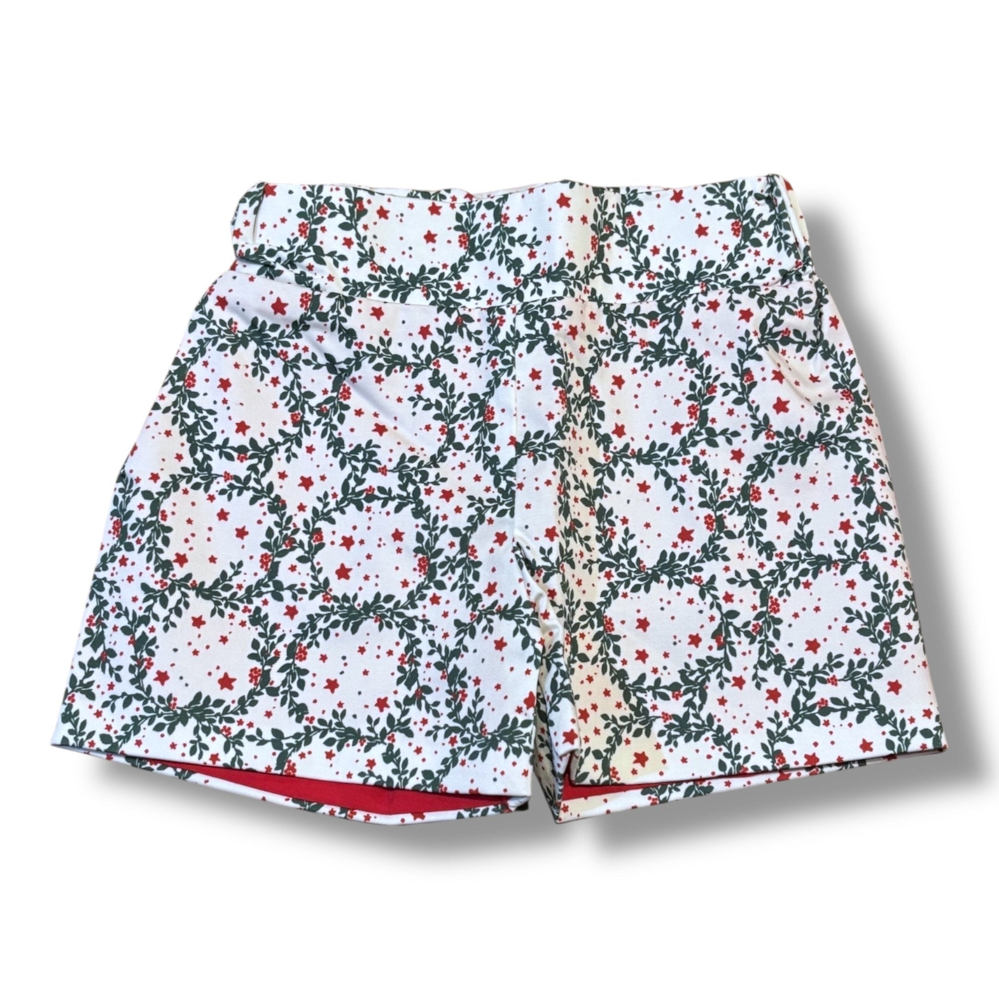 Size 6-12 month Henry Duvall white shorts w/ green wreaths, red holiday pattern Default Title / 6-12 month / Boy
