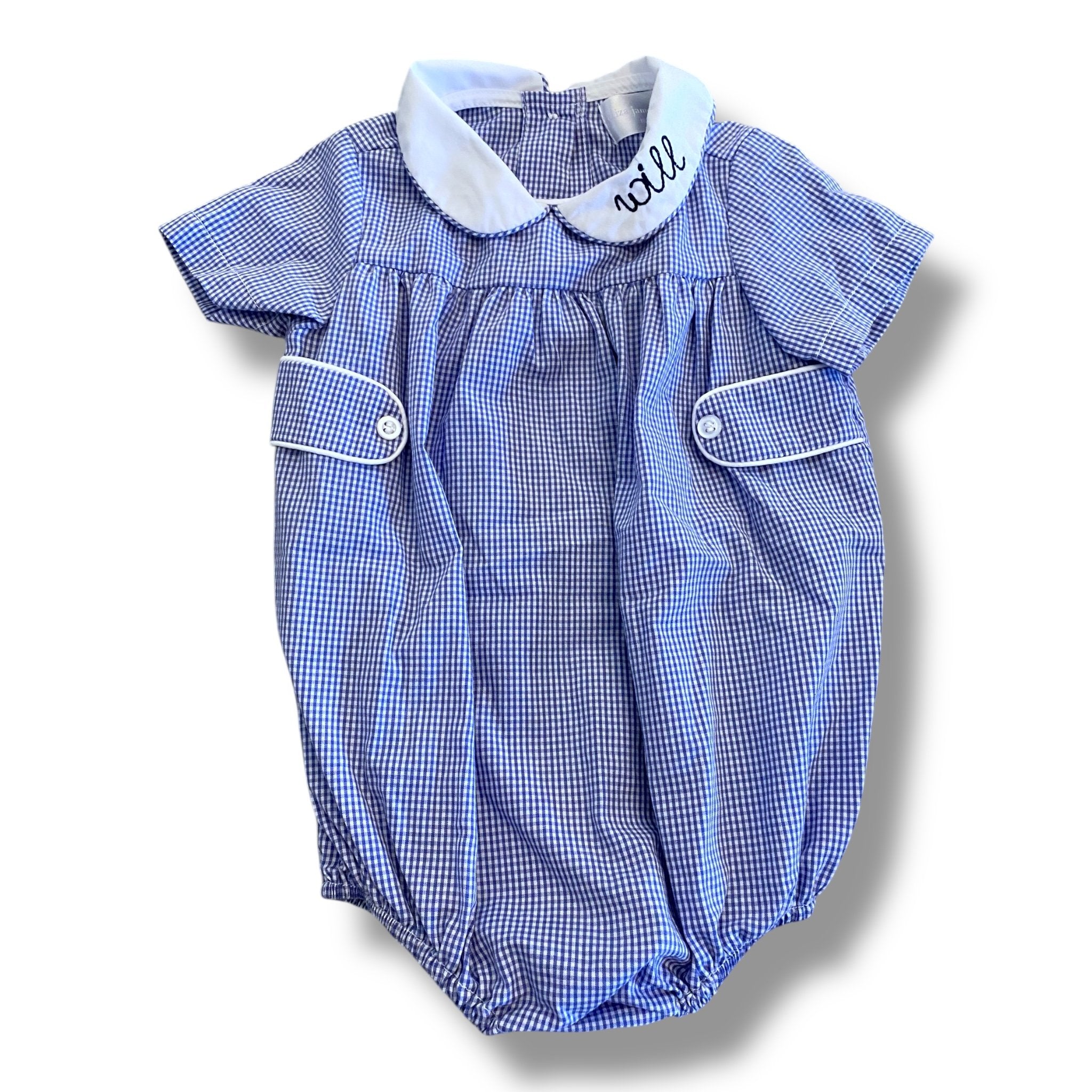 Size 18 month Eliza James Kids blue and white plaid bubble with 