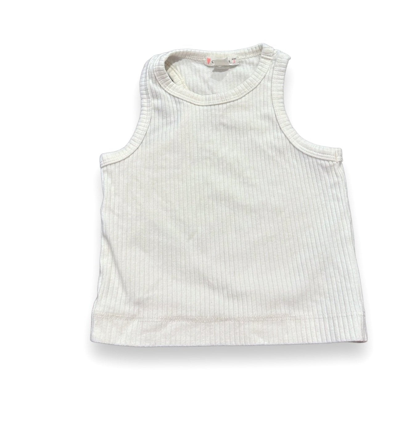 Size 2 Crewcuts ribbled white tank Default Title / 2 / Girl