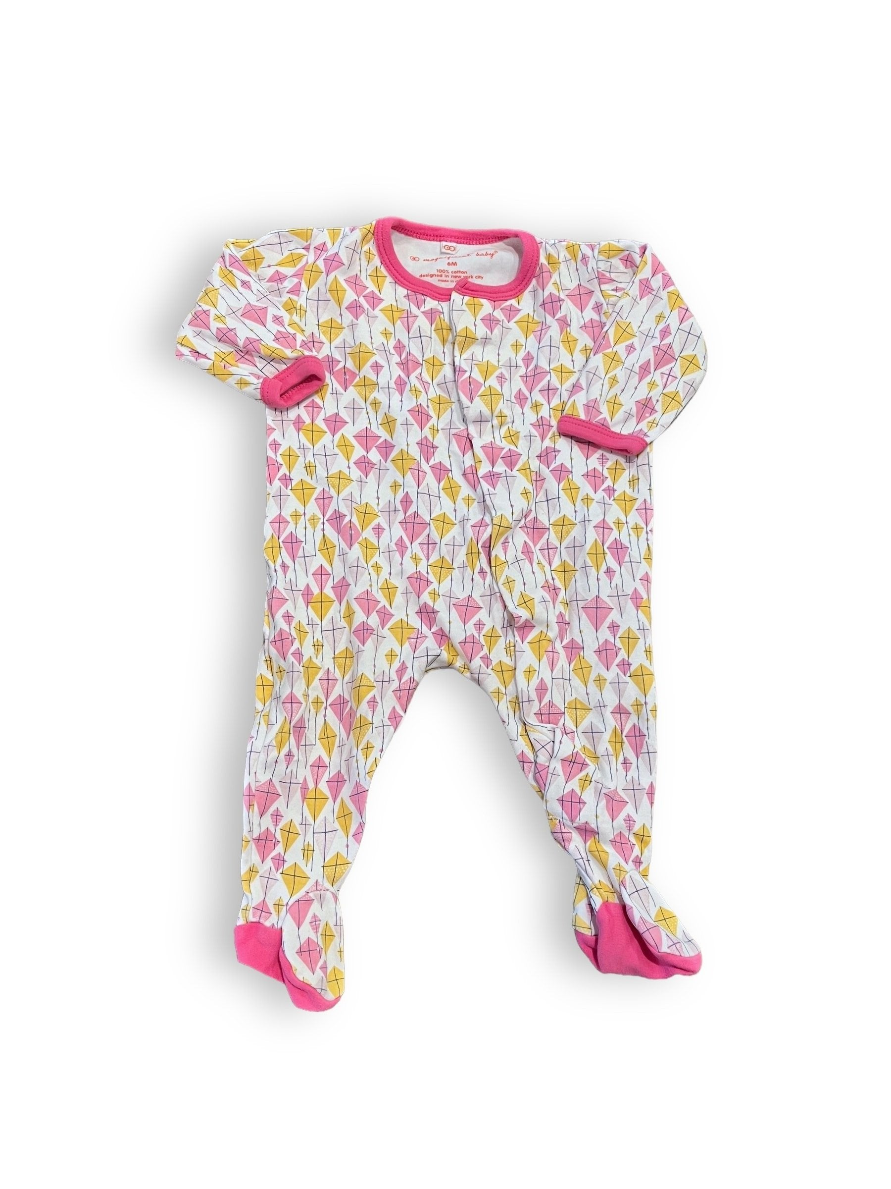 Size 6 month Magnificent Baby pink/orange kite footie Default Title / 6 month / Girl