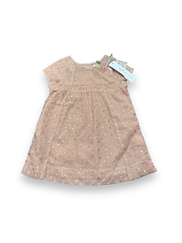 Size 6-12 month Peek dusty pink dress with gold polka dots, NWT Default Title / 6-12 month / Girl