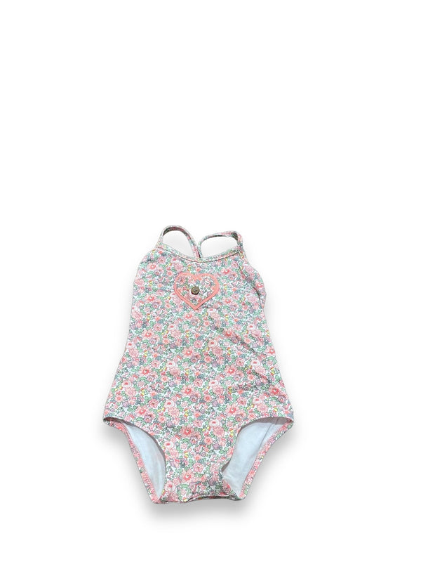 SIze 9-12 month Sunuva pink floral swimsuit with heart embroidery Default Title / 9-12 month / Girl