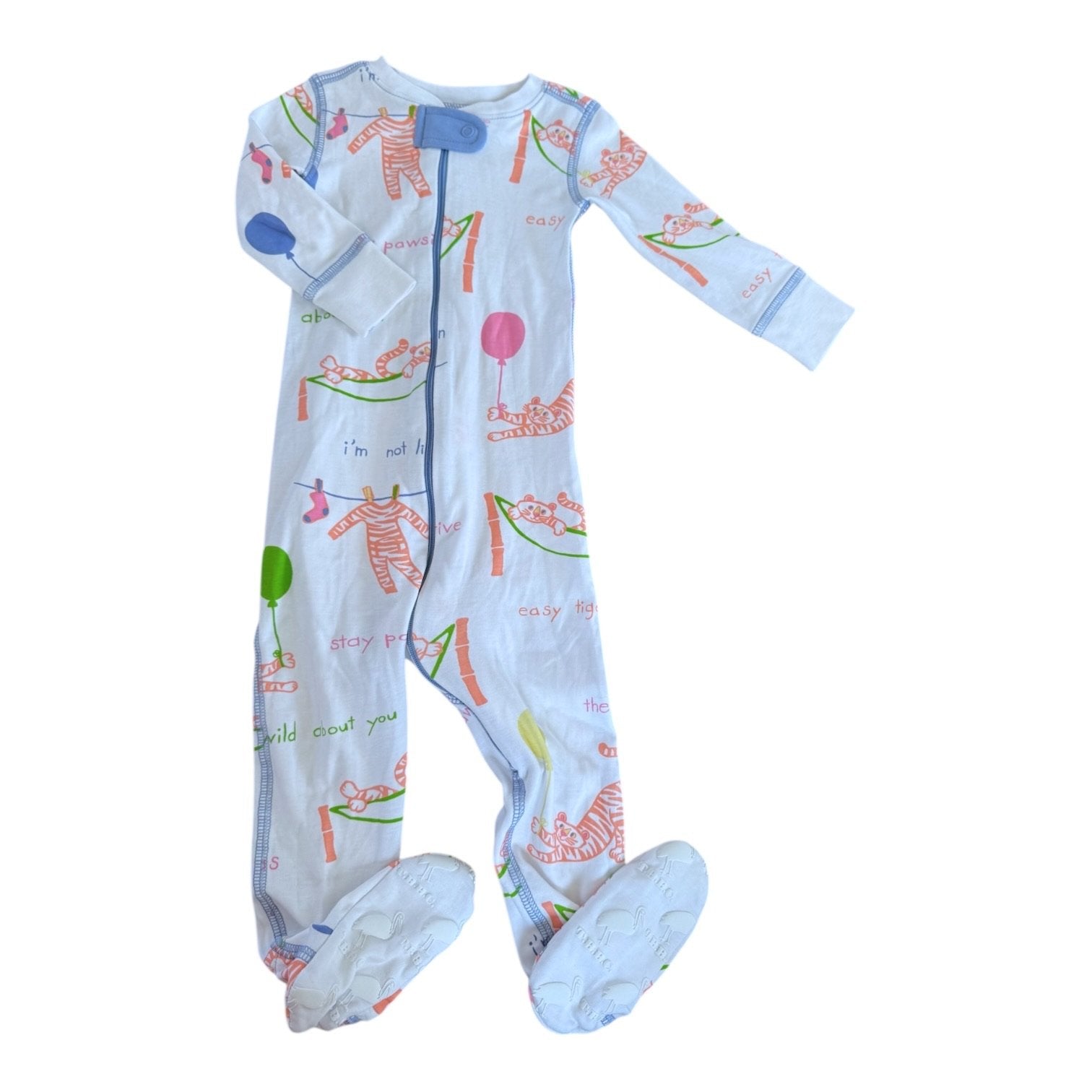 Size 12-18 month TBBC Night Night, white with tigers and balloons Default Title / 12-18 month / -