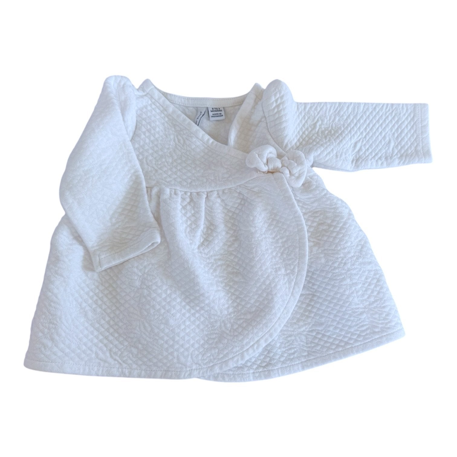 Size 0-3 Janie and Jack white long sleeve wrap dress with bow Default Title / 0-3 month / Girl
