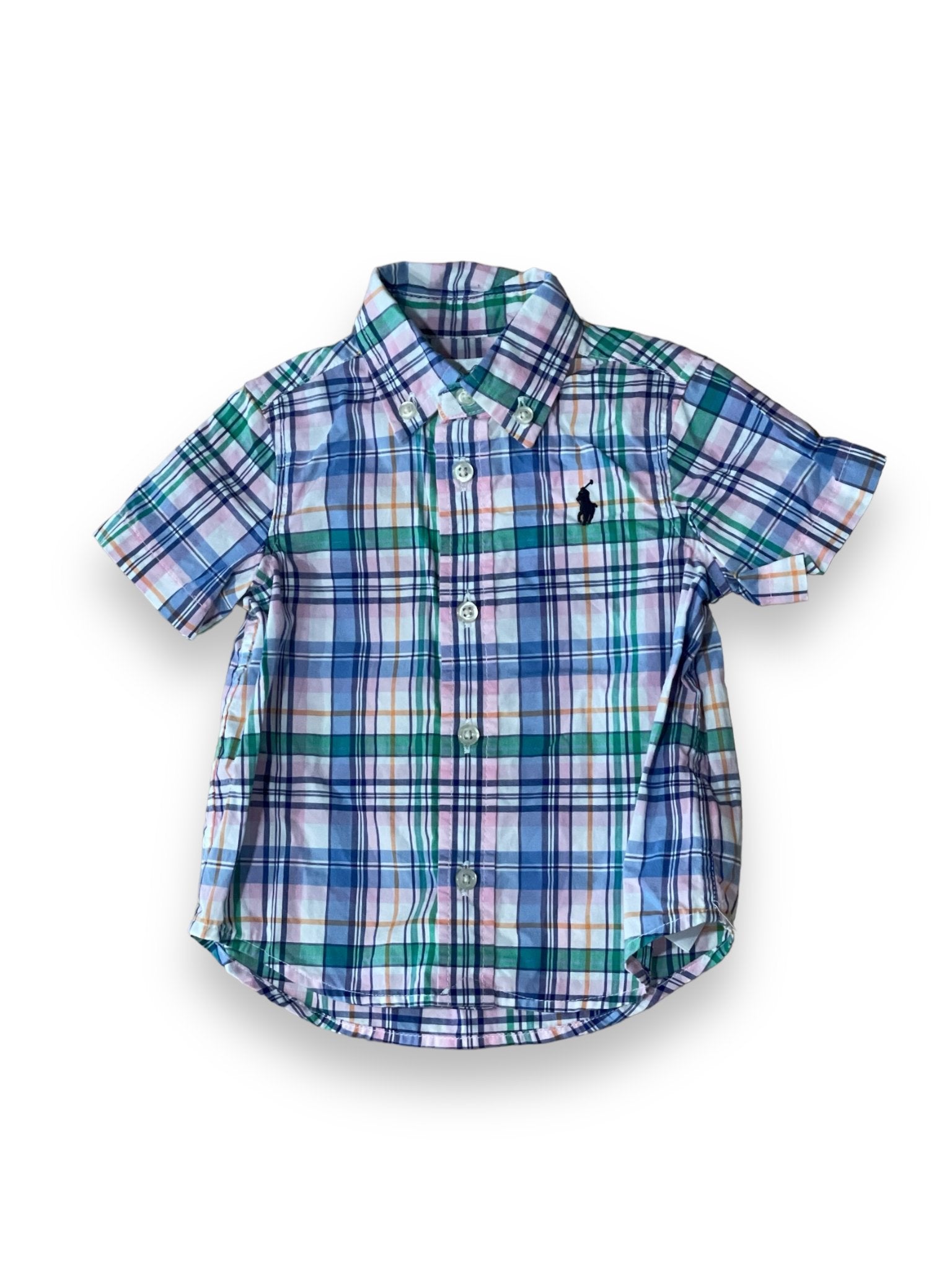 Size 6 month Ralph Lauren pink/blue/green plaid short sleeve button up Default Title / 6 month / Boy