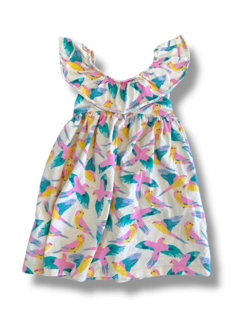 Size 3 Tea Collection yellow ruffle bird dress - some wash wear Default Title / 3 / Girl
