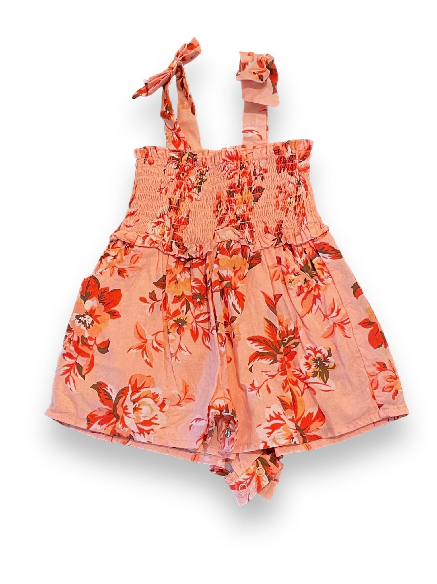 SIze 6-12 month Janie and jack orange floral smocked top tank romper Default Title / 6-12 month / Girl