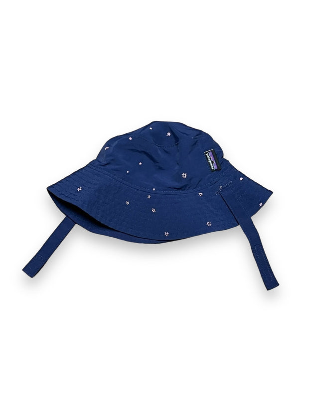Size 3 month Patagonia navy sun hat with pink stars Default Title / 3 / Girl