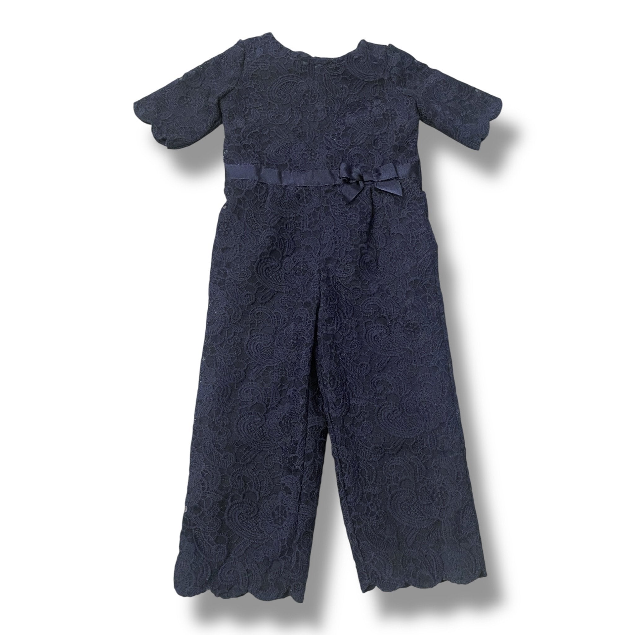 Size 3 Janie and Jack navy lace short sleeve jumpsuit Default Title / 3 / Girl