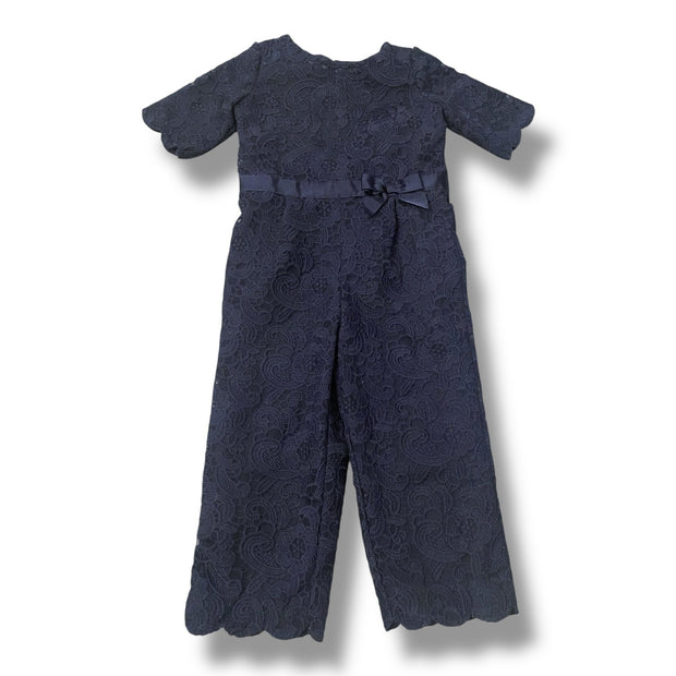 Size 3 Janie and Jack navy lace short sleeve jumpsuit Default Title / 3 / Girl