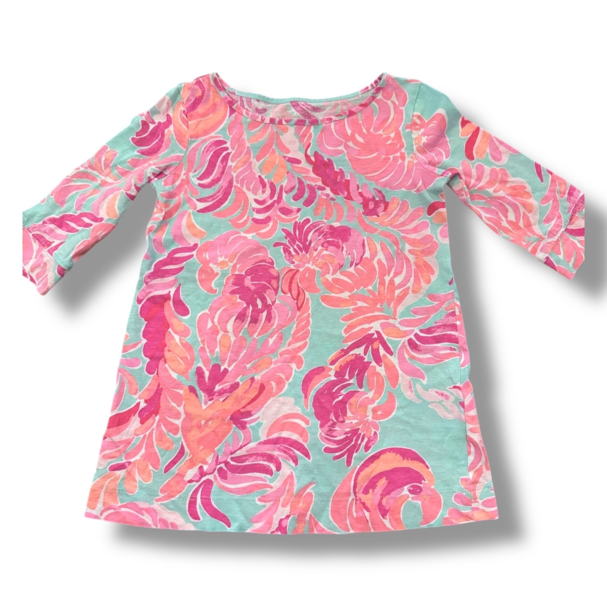 Size 2-3 Lilly Pulitzer pink and blue quarter sleeve cotton dress-overall wear Default Title / 3-Feb / Girl