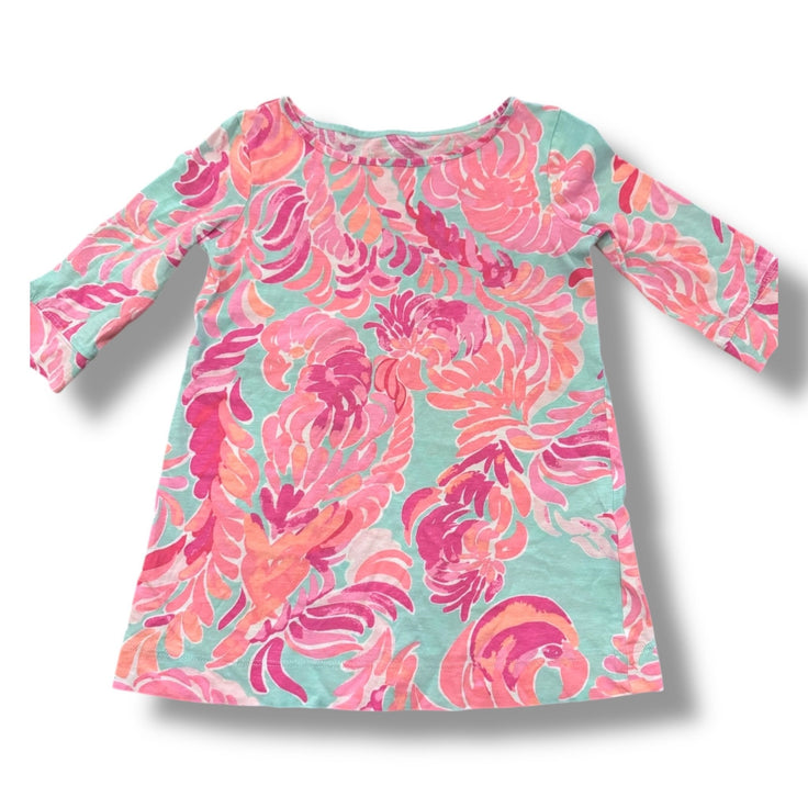 Size 2-3 Lilly Pulitzer pink and blue quarter sleeve cotton dress-overall wear Default Title / 3-Feb / Girl