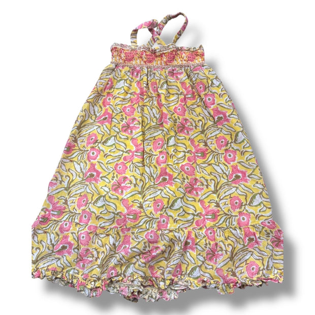 Size 3 Louise Misha yellow and pink block print smocked dress- overall wear Default Title / 3 / Girl