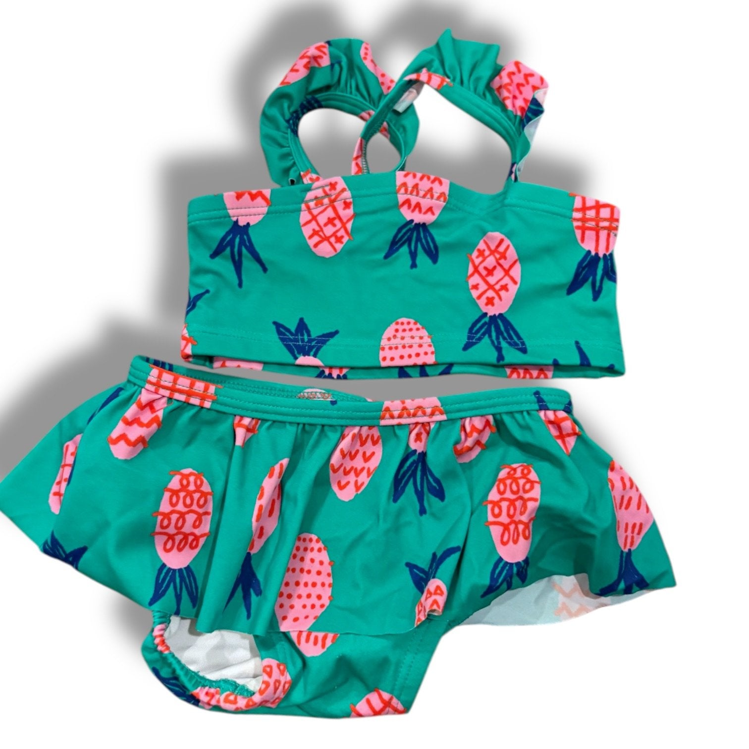 Size 12-18 month Hanna Andersson teal two piece swim with pink pineapples Default Title / 12-18 month / Girl