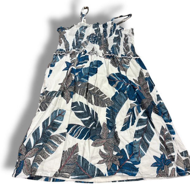 Size XS Tory Richard navy and black leaf dress with smocking on top Default Title / XS / -