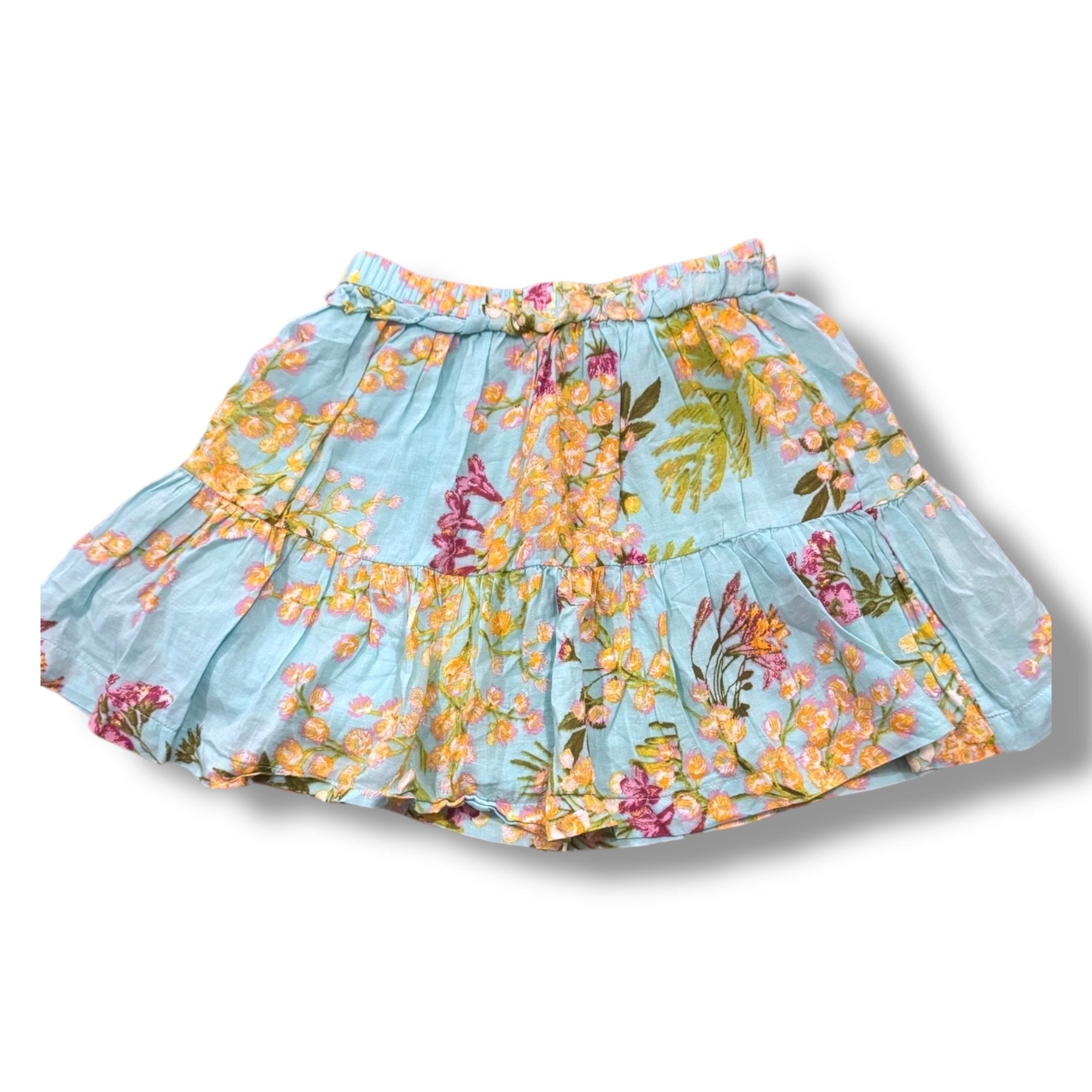 Size 7-8 Vineyard Vines teal blue skirt with orange and pink flowers Default Title / 8-Jul / Girl