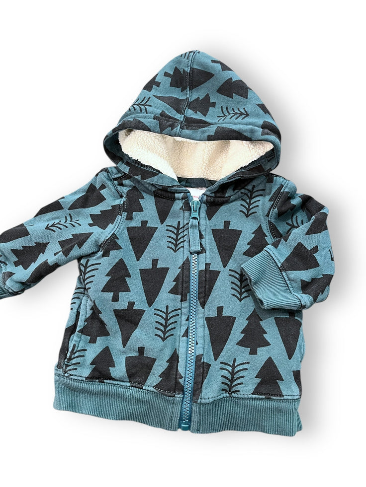 Size 6-12 month Hanna Andersson green/black tree zip up hooded sweatshirt Default Title / 6-12 month / Boy